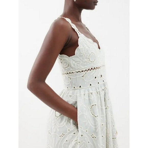 💕SEA NEW YORK💕 Blaire Eyelet Sleeveless Midi Dress ~ Blue 12 NWT - Picture 9 of 16